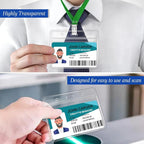 100 Pcs Clear Horizontal Badge ID Card and 100 Pcs Lanyard, Reusable Lanyards - Image 5