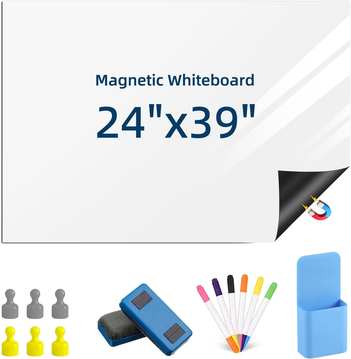 Magnetic Dry Erase Whiteboard 24"x39" for Fridge