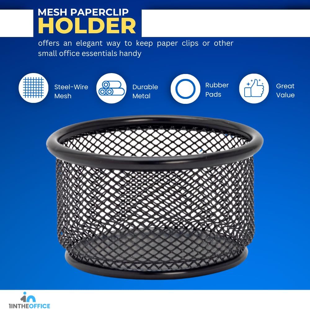 1InTheOffice Mesh Paper Clip Holder For desk, Paperclip Holder (2 Pack)