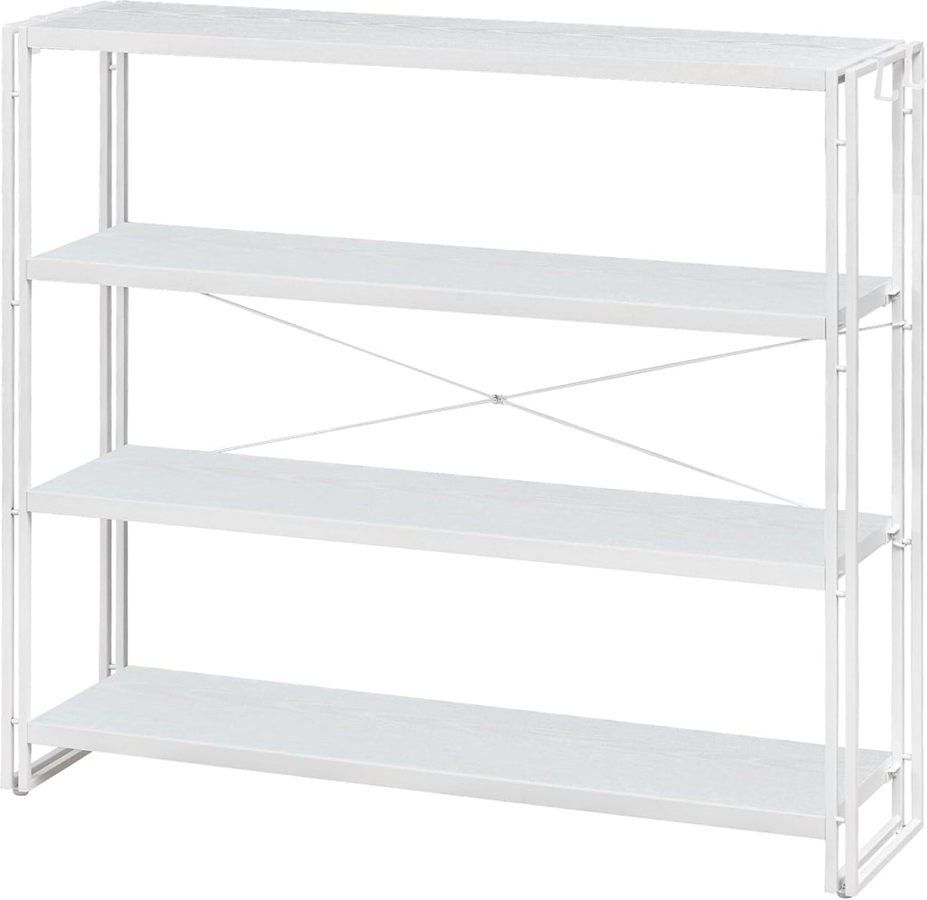 HCHQHS Bookshelf, 4-Tier Industrial Bookcase, Freestanding Tall Bookshelves