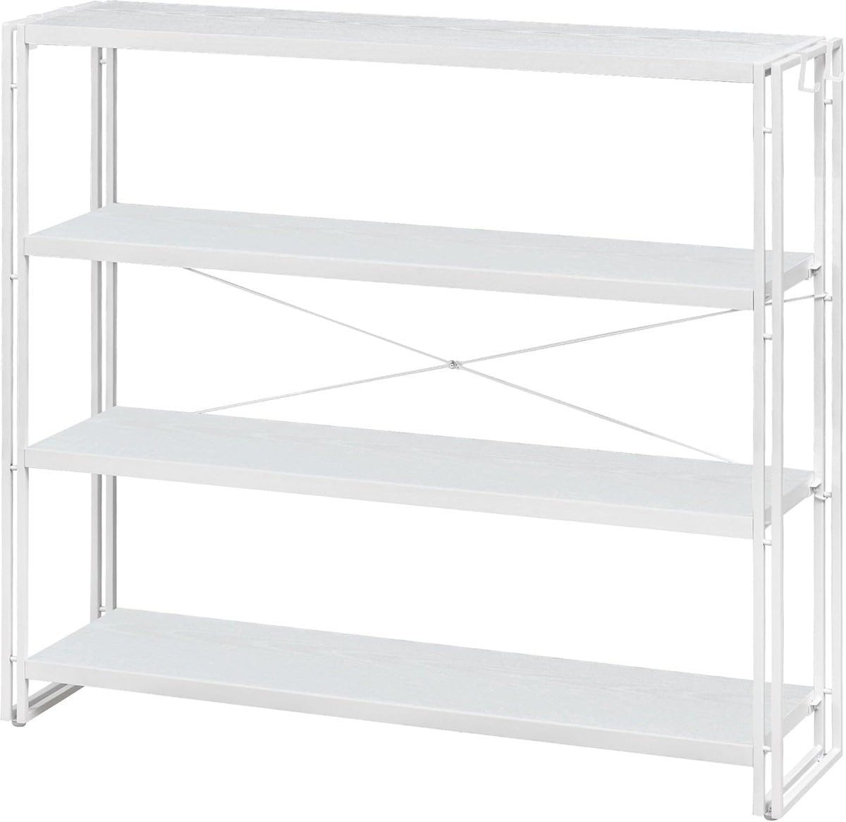 HCHQHS Bookshelf, 4-Tier Industrial Bookcase, Freestanding Tall Bookshelves