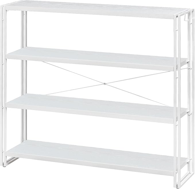 HCHQHS Bookshelf, 4-Tier Industrial Bookcase, Freestanding Tall Bookshelves by HCHQHS