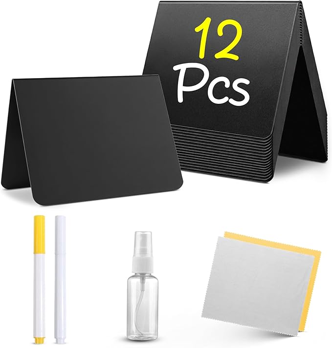 12 Pack Mini Chalkboard Signs for Food, 4”x3” Small Reusable Chalk Board Signs - Image 8