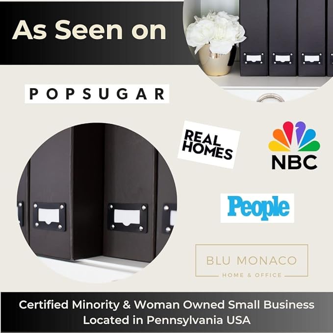 BLU MONACO Foldable Black Magazine File Holder – Set of 6 | Cardboard Desk File - Image 3