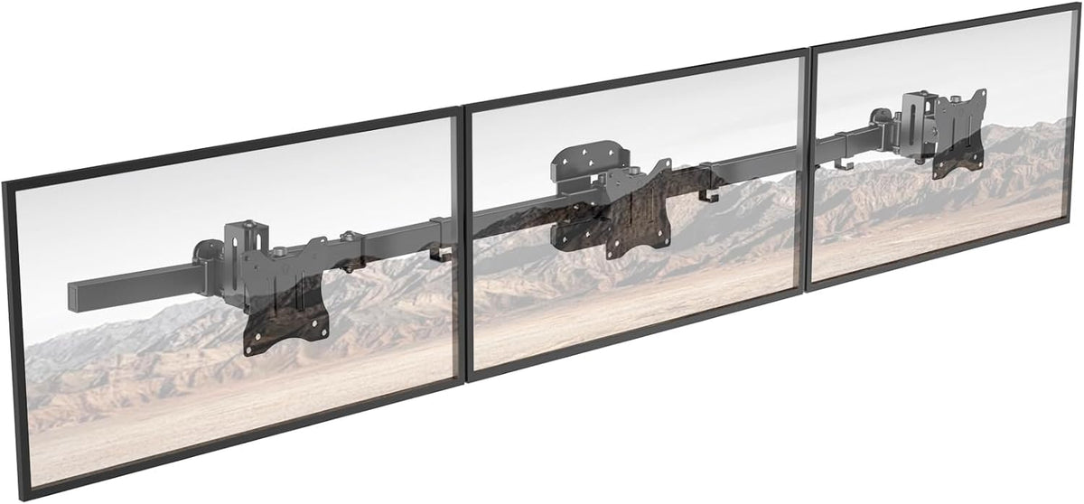 Triple Monitor Wall-Mount for 17"-27" Screens, Full Ergonomic Adjus...