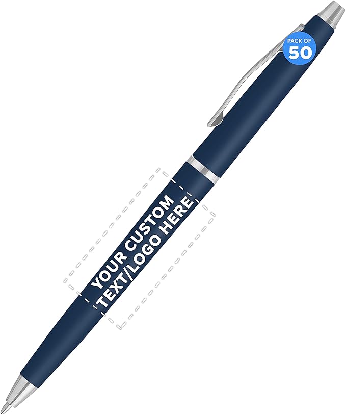 DISCOUNT PROMOS Custom Langham Ballpoint Pens Set of 50, Personalized Bulk Pack by DISCOUNTPROMOS