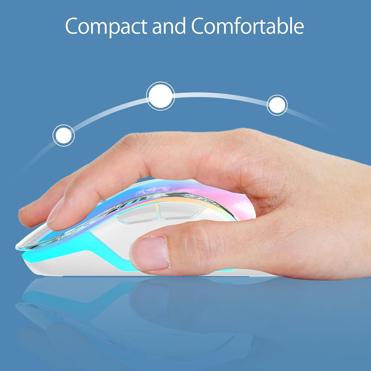memzuoix 2.4G Wireless Mouse with Customizable Cover & 9-Color LED - Rech...