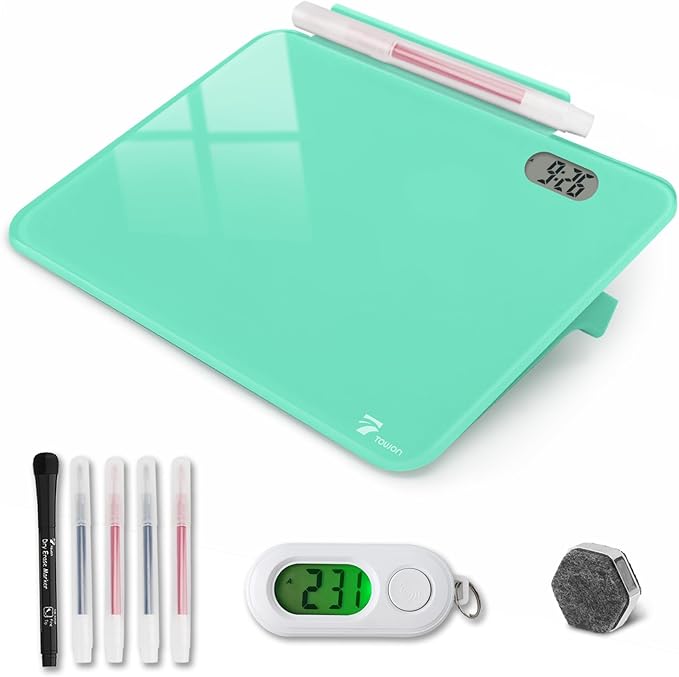 Small Glass Desk Whiteboard Dry-Erase Board by TOWON