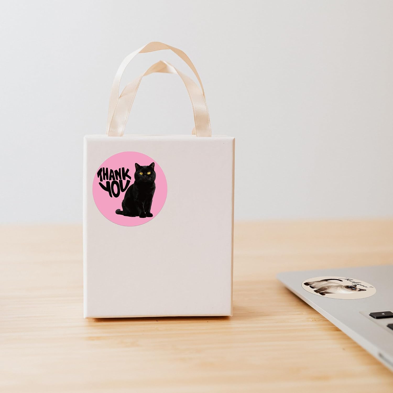 500 PCS Cute Cat Thank You Stickers - 2 Inch Funny Cat Design Stickers for Business, Online Retailers, Mail Envelopes, Packaging, Shipping