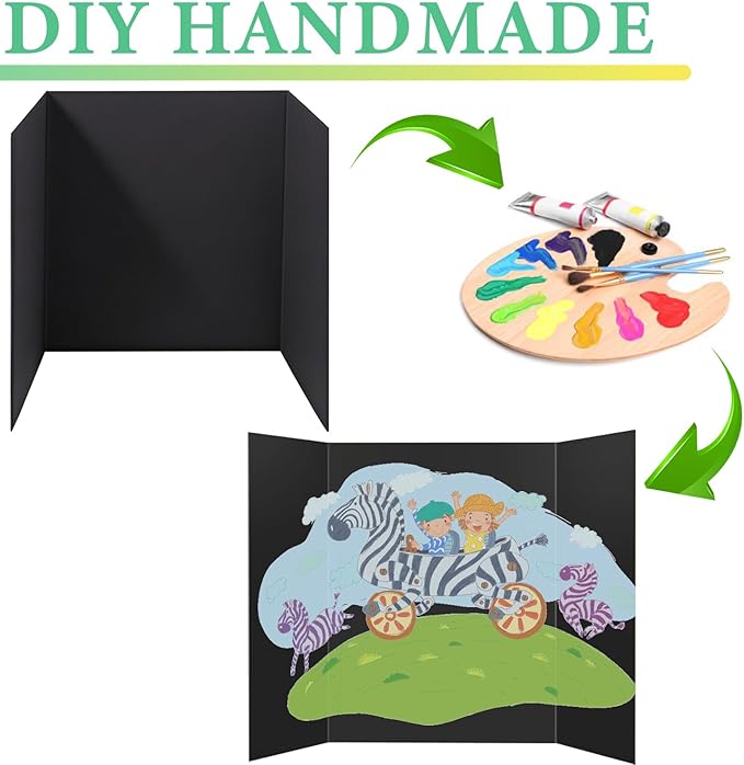 3-Pack Black Trifold Display Boards, 24 x 16 Inches Tri-Fold Corrugated - Image 4