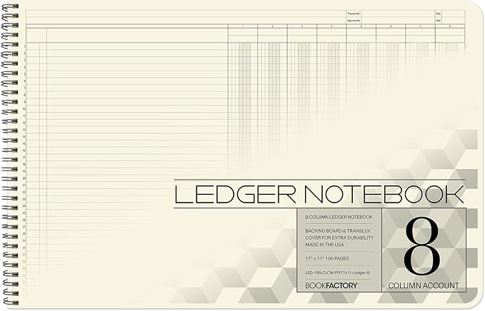 BookFactory Accounting Ledger Notebook/Large 8 Column Accounting Ledger by BookFactory