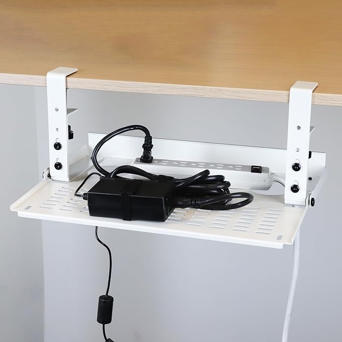 AEONS Universal Under Desk Cable Management Tray-Clamp Mount Hinged Swing - Image 7