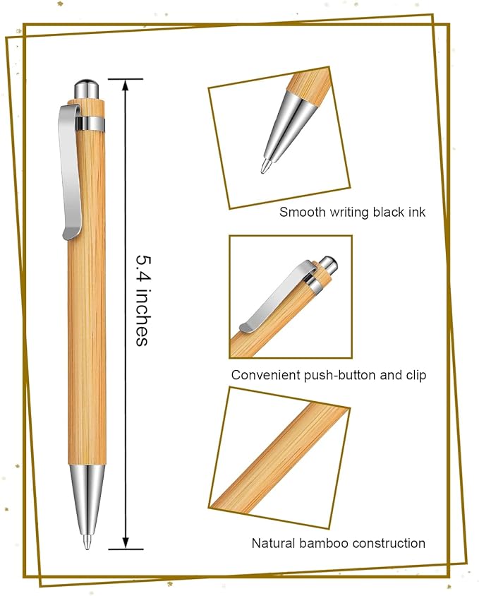 lyforx Bamboo Pens Bulk Wooden Bamboo Pens Engraving Wooden Ballpoint Pen - Image 2