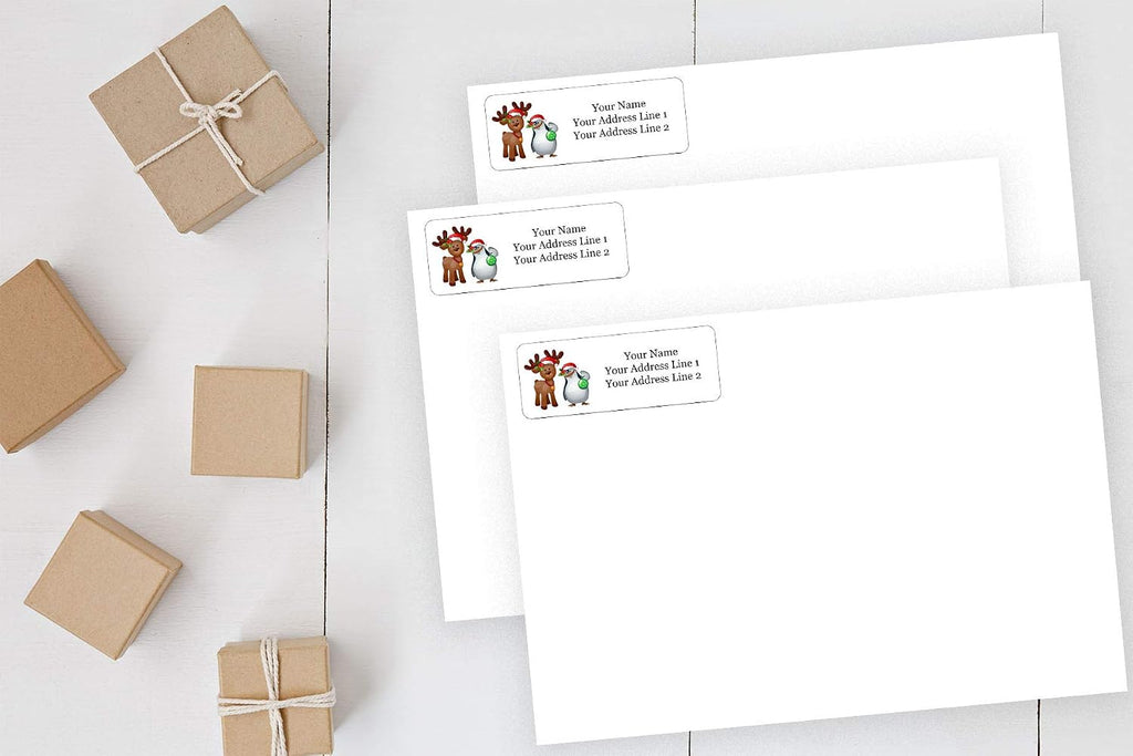 Christmas Holiday Personalized Return Address Labels - Christmas Themed and Design - 1.25" Envelope Seals Included - Made in the U.S.A. (120 Labels)