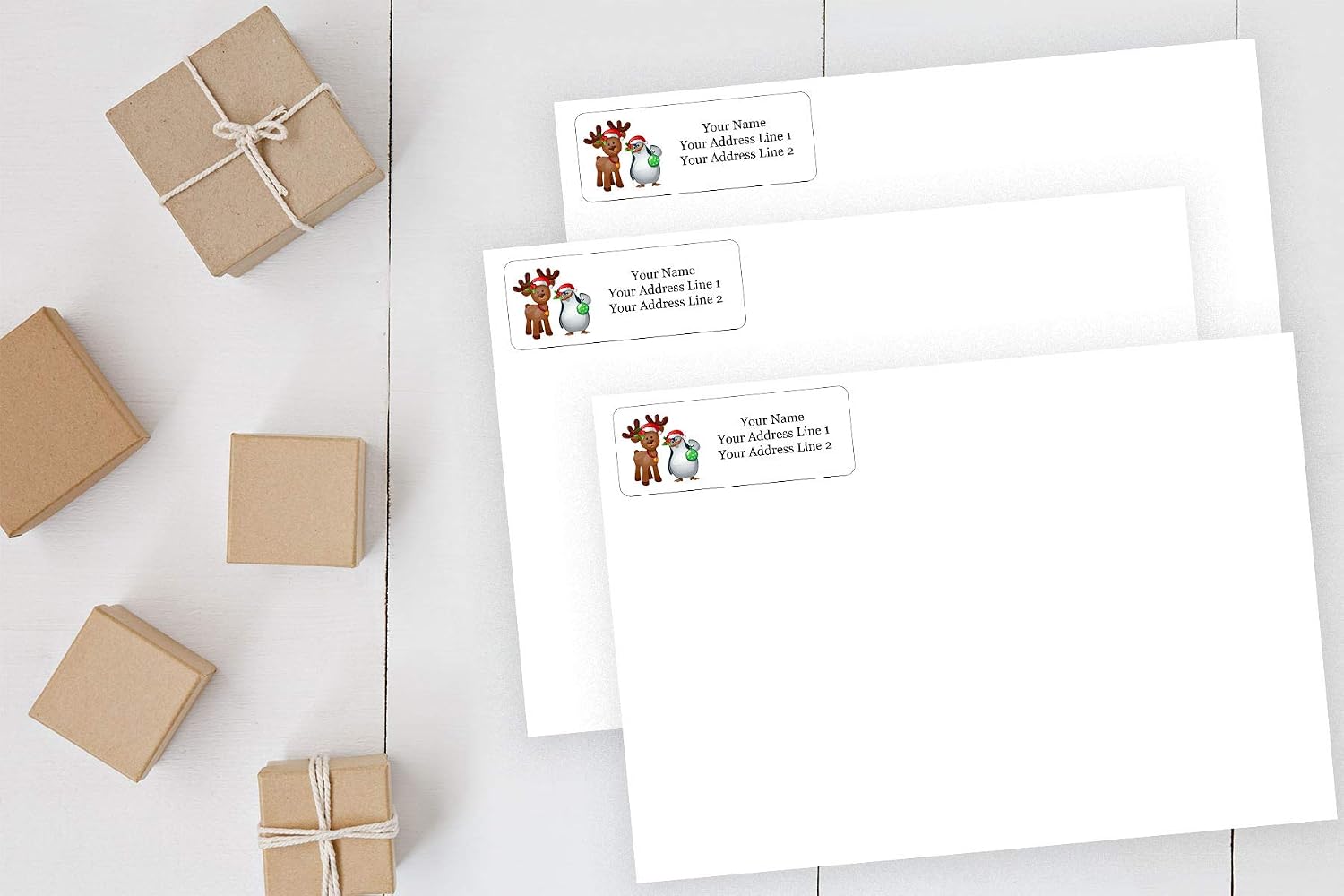 Christmas Holiday Personalized Return Address Labels - Christmas Themed and Design - 1.25" Envelope Seals Included - Made in the U.S.A. (120 Labels)