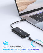 UtechSmart USB C Hub, Ethernet Multiport Adapter 6 in 1 USB C to HDMI Dock - Image 3