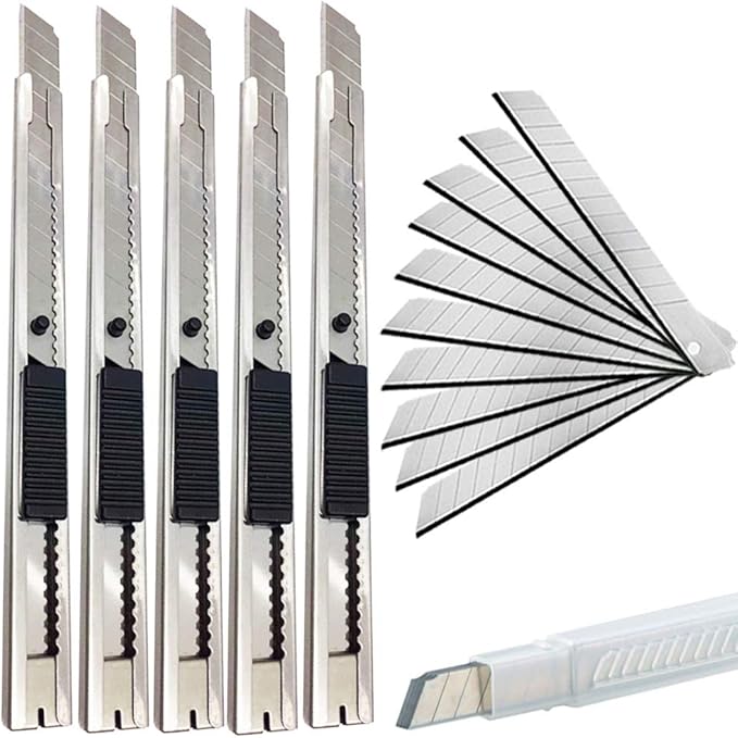 WEKOIL 9mm Snap Off Utility Knife 5 Pack High Hardness Retractable Box Cutters by WEKOIL