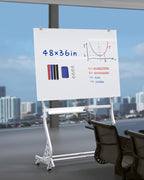 Mobile Glass Whiteboard, 48 x 36 inch Glass Board/w Height Adjustable, Large - Image 2