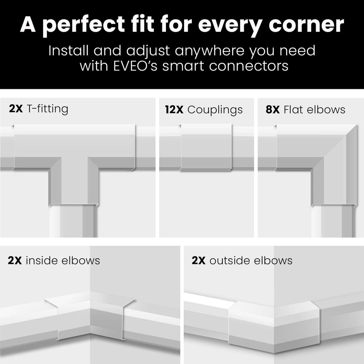 EVEO Cable Hider Wall 306” - Cable Raceway Cord Hider - Wire Covers for Cords...