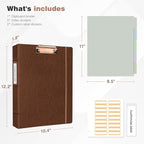 Ospelelf 3 Ring Binder with Clipboard, 1 Inch Leather, Letter Size, 5 Tab - Image 3