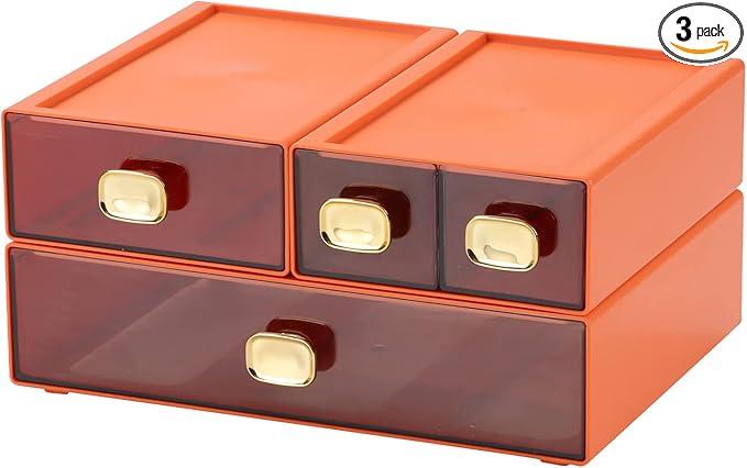 OSteed Spacious Desktop Storage Box, 1 Large 1 Middle & 2 Small Storage Drawers by OSteedWares