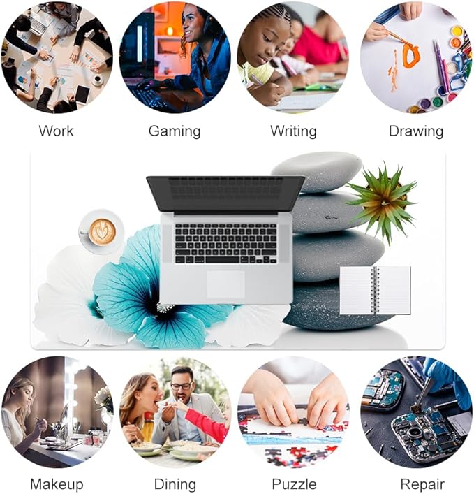 QIYI Desk Pad, Non-Slip PU Leather Desk Blotter Protector, Kids Floral Print - Image 7