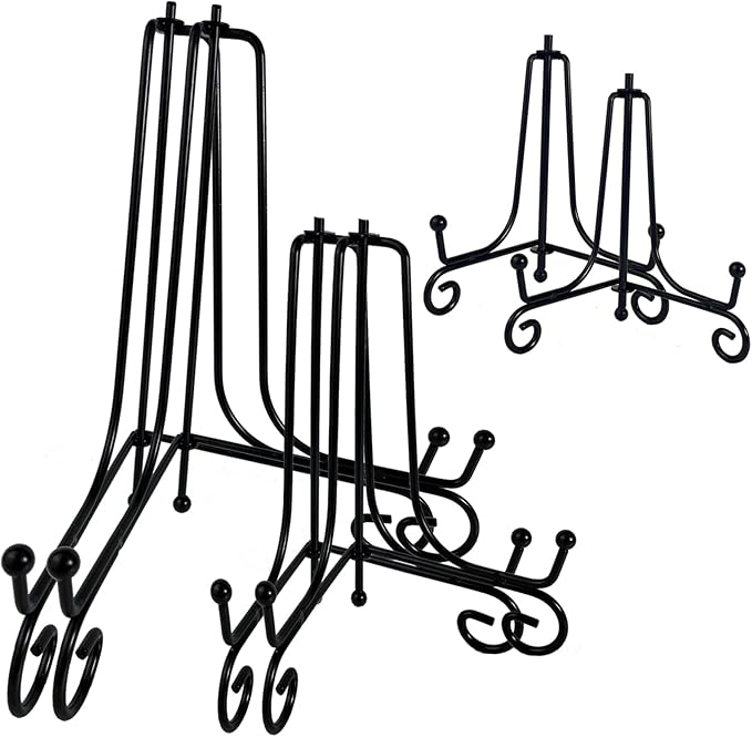 HENABLE 6PCS 3 Size Black Iron Plate Stands by HENABLE