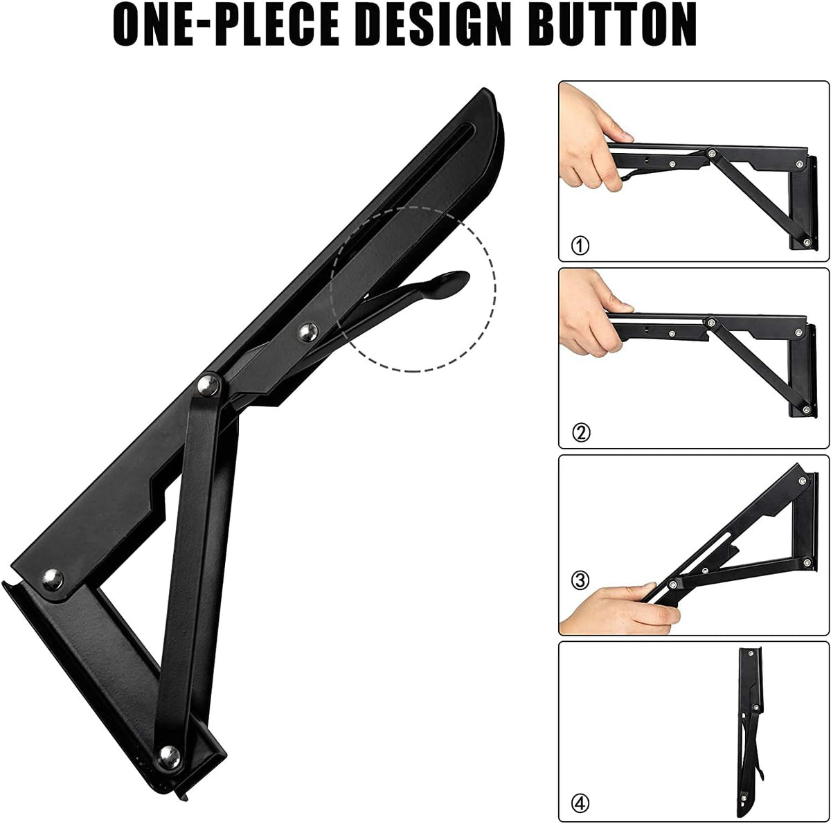 Folding Shelf Brackets - 16 Inch 4 Pcs Heavy Duty Metal Collapsible Shelf Bra...