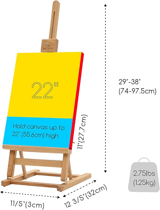 MEEDEN Large Wooden Tabletop H-Frame Easel, Solid Beech Wood Table Easel - Image 4