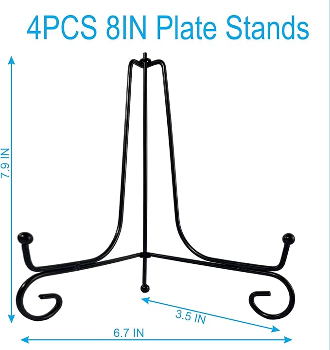 HENABLE 4PCS Premium Black Iron Plate Stands - Image 2