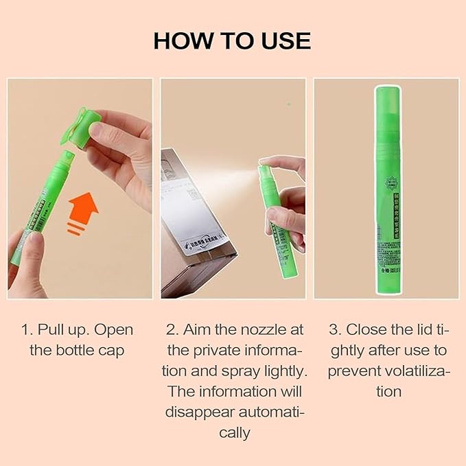 Privacy Cover Spray Pen for Documents and Labels, 10ml White-Out Correction - Image 6