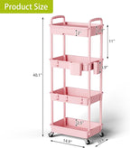 Sorgion 4 Tier Rolling Cart Organizer, Art Craft Diaper Bedside Snack Laundry - Image 3