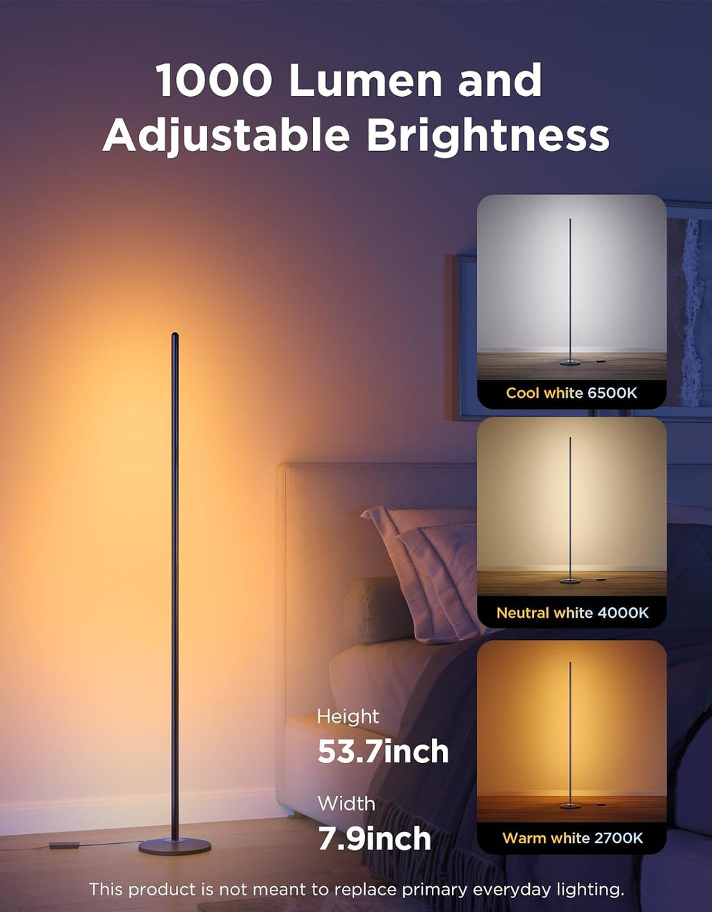 govee rgbic floor lamp basic, 1000lm led corner shown in use
