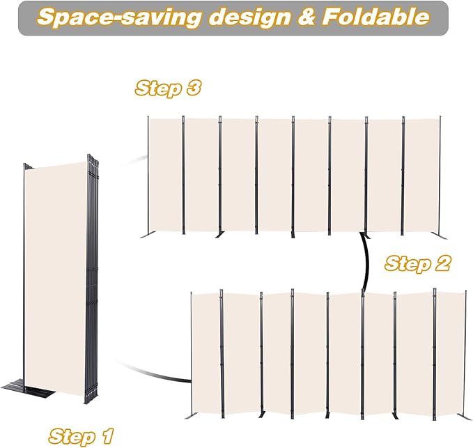 CHOSENM Room Divider, 8 Panel Folding Privacy Screens - Image 5