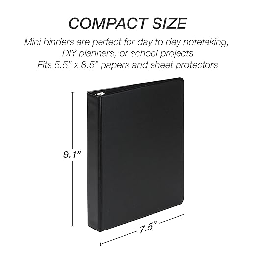 Samsill Economy 3 Ring Mini Binder, Made in The USA, 1-Inch Round Ring Binder - Image 5
