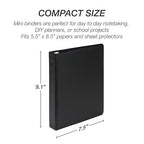Samsill Economy 3 Ring Mini Binder, Made in The USA, 1-Inch Round Ring Binder - Image 5