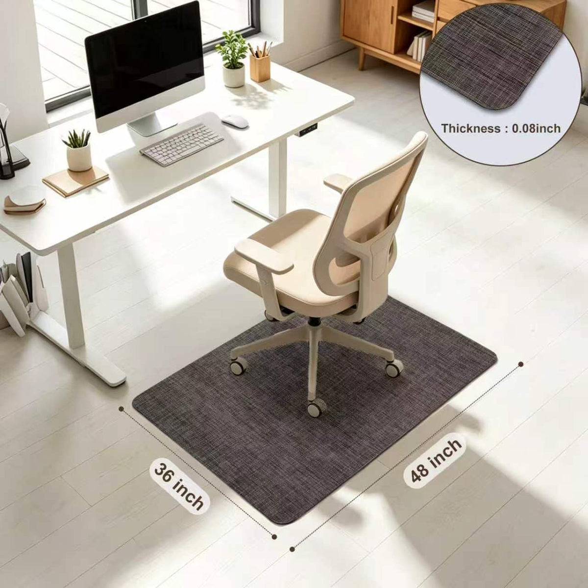 Office Chair mat for Hardwood Floor, Black, 48"x36"