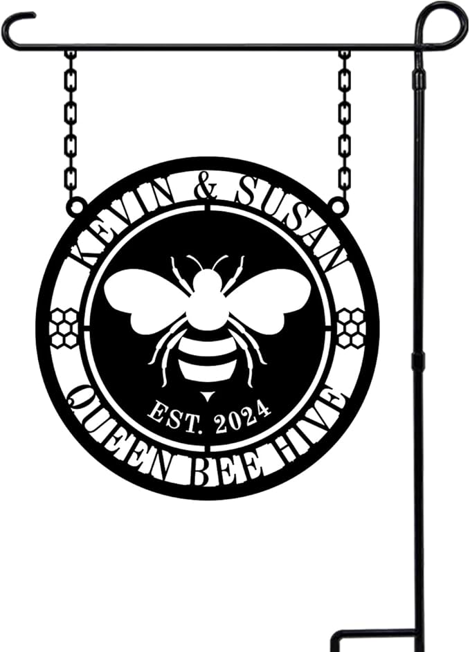 Personalized Honey Bee Sign, Custom Metal Bee Decor, Bee Hive Garden, Welcome - Image 4