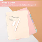 SKYDUE 8-Tab Write&Erase Plastic Dividers for 3 Ring Binder, 2sets | Binder Dividers with Tabs for Letter Size,with Sticker Labels,Divider Organizers for Student, Teacher,Pastels School Supplies