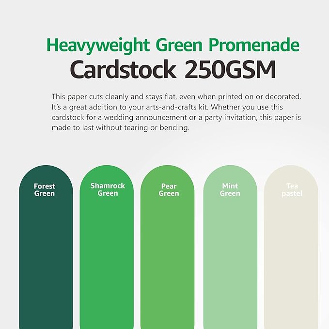 Green Colored Cardstock Thick Paper 50 Sheets, 8.5" x 11" Heavyweight 92lb - Image 3