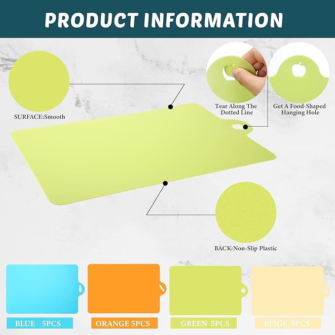 20 Pcs Flexible Cutting Board Mats Plastic Cutting Mats Non Slip Chopping Board - Image 3