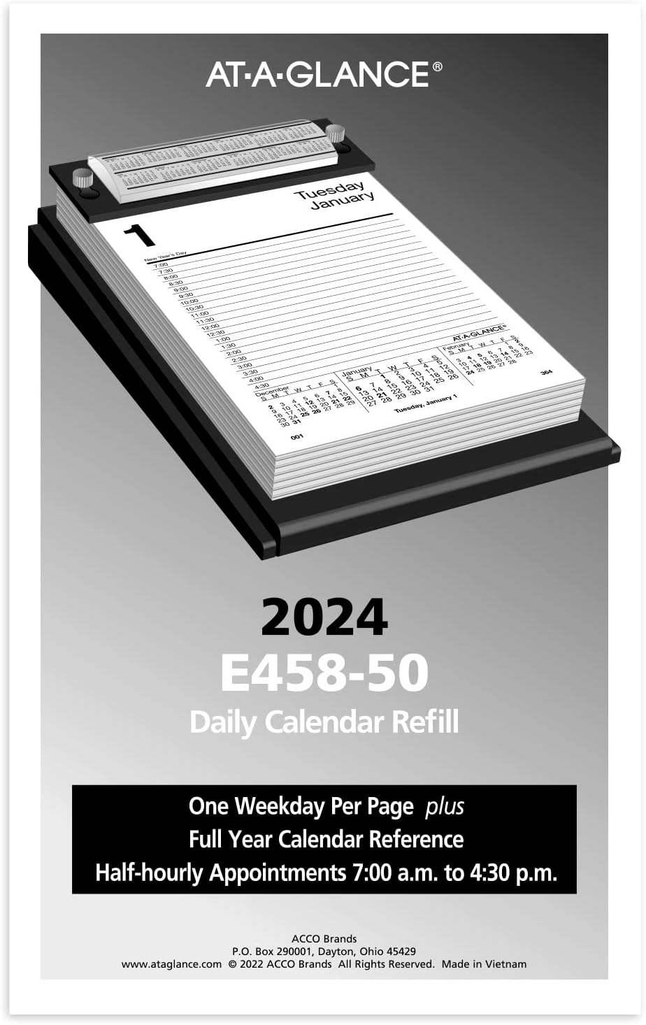 AT-A-GLANCE 2024 Daily Desk Pad Calendar Refill, 5" x 8", Large, Style (E4585024)