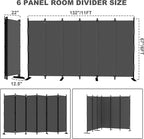 Kecreque 6 Panel Room Divider, 6ft Folding Screen Portable Wall Partition Room - Image 5