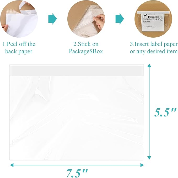 Shipping Label Sleeves, 7.5”×5.5”Self-Adhesive Shipping Label Sleeves, Packing - Image 3