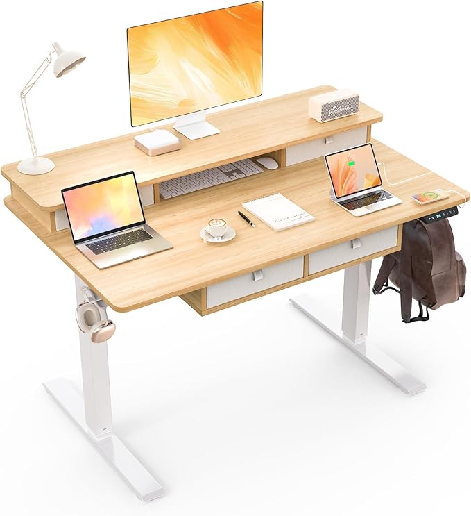 ExaDesk 48 * 30 Inches Electric Standing Widened Desk Adjustable Height by ExaDesk