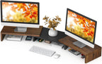 tavr dual monitor stand riser, wooden computer monitor, main product view
