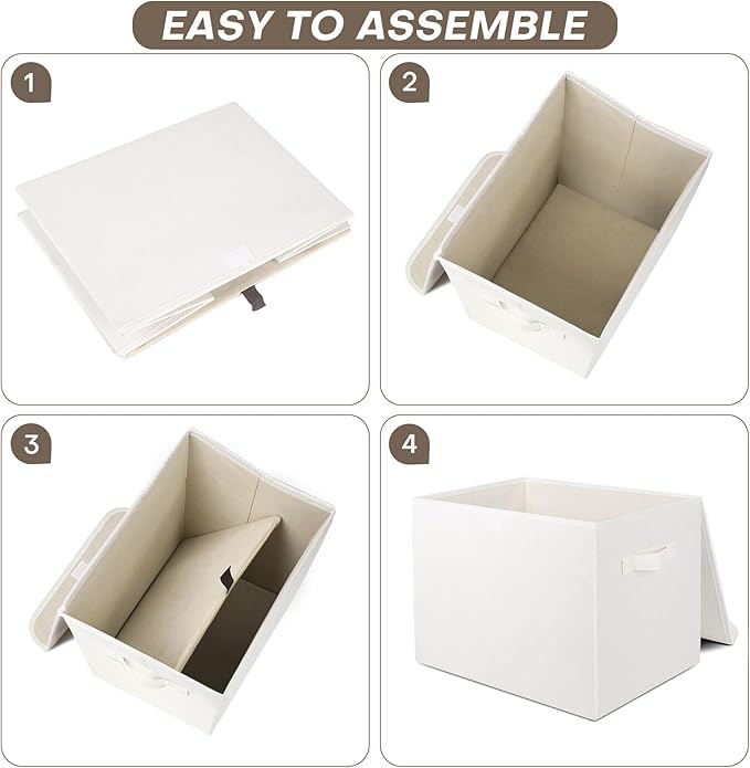 Bagnizer Large 22 Quart Linen Fabric Foldable Storage Bin Cube Organizer Basket - Image 5