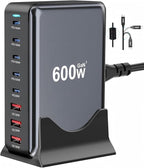 600W Fast USB C GaN Ⅲ Pro Charger Block, 8 Port Charging Station, Dual 140W by LMSEP