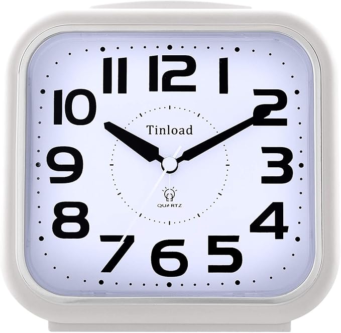 Tinload 5.5" Large Analog Alarm Clock Silent Non Ticking, Gentle Wake, Beep by Tinload