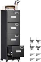 METAN 4 Drawer File Cabinet on Wheels, Lockable Metal Filing Cabinet by METAN